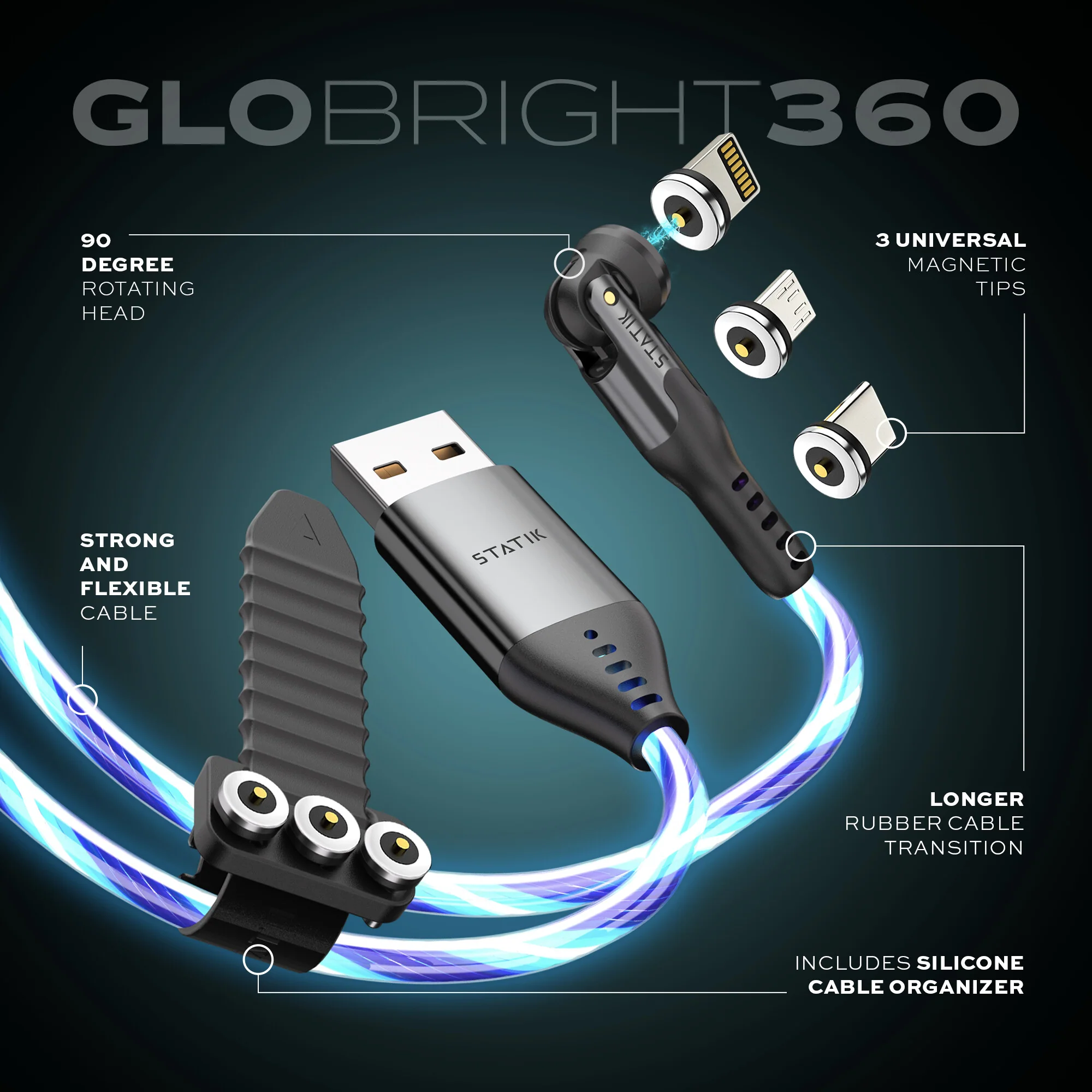 GloBright® 360 | Universal Magnetic Charge Cable - Image 3