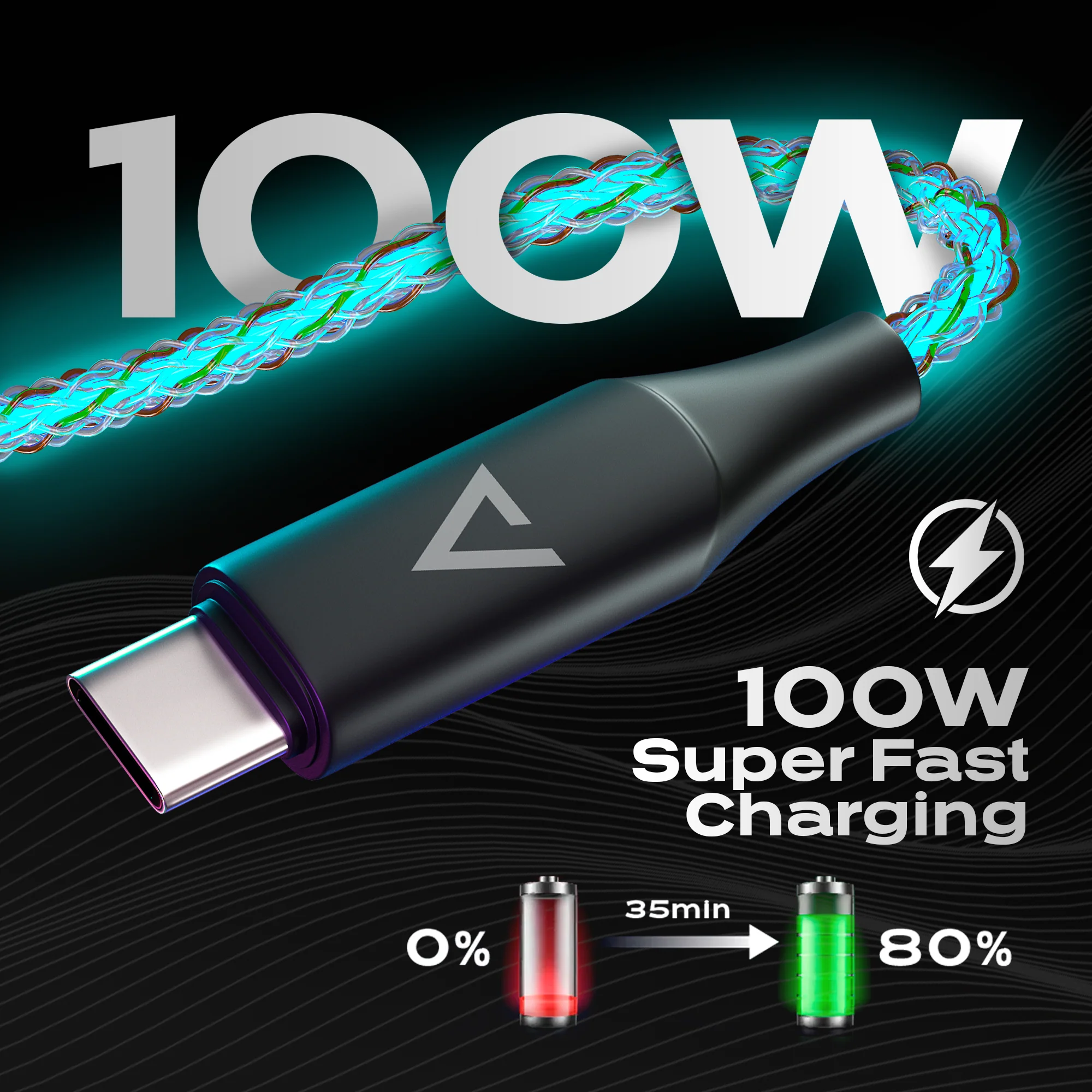 GloBright® USB-C | Braided LED Cable | 100W BlitzCharge - Image 5