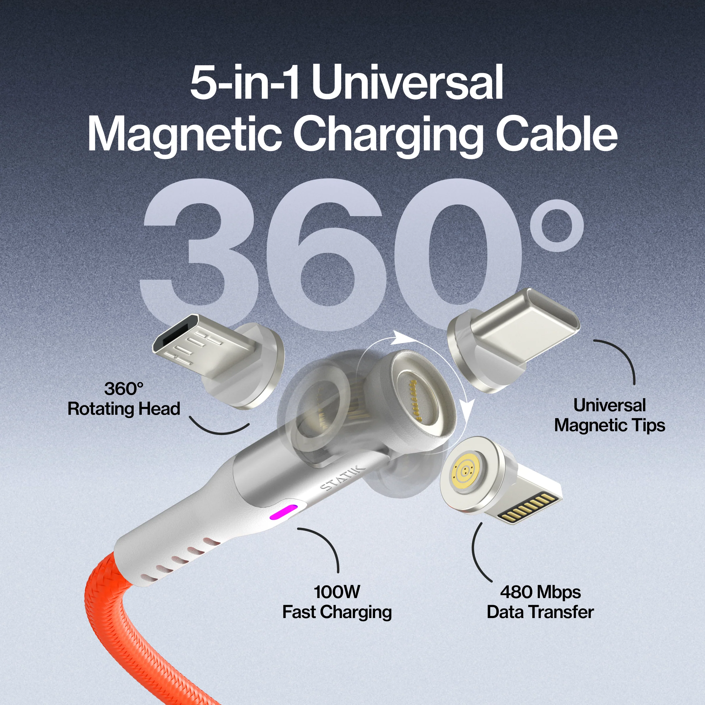 Statik® 360 Pro | 100W Universal Charge & Data Cable - Image 26