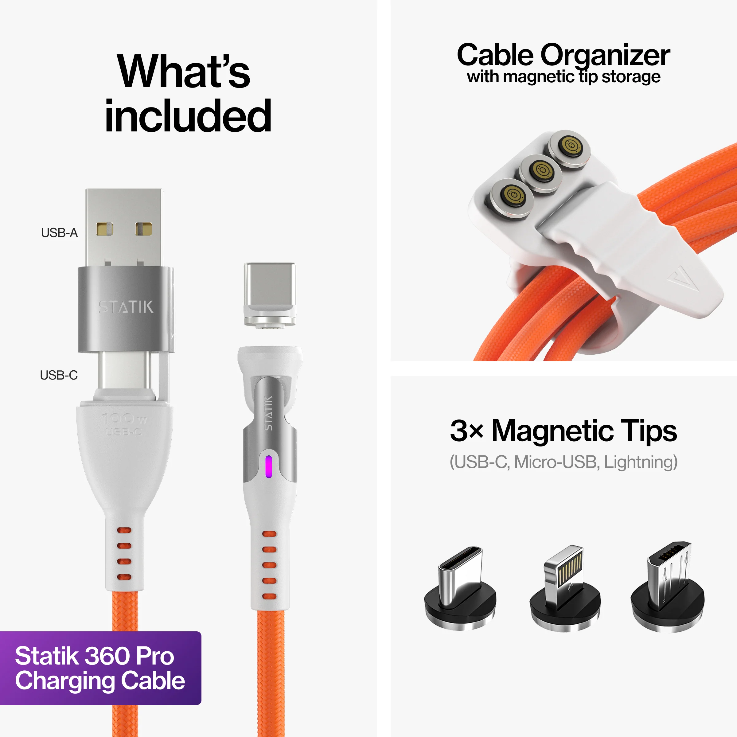 Statik® 360 Pro | 100W Universal Charge & Data Cable - Image 30