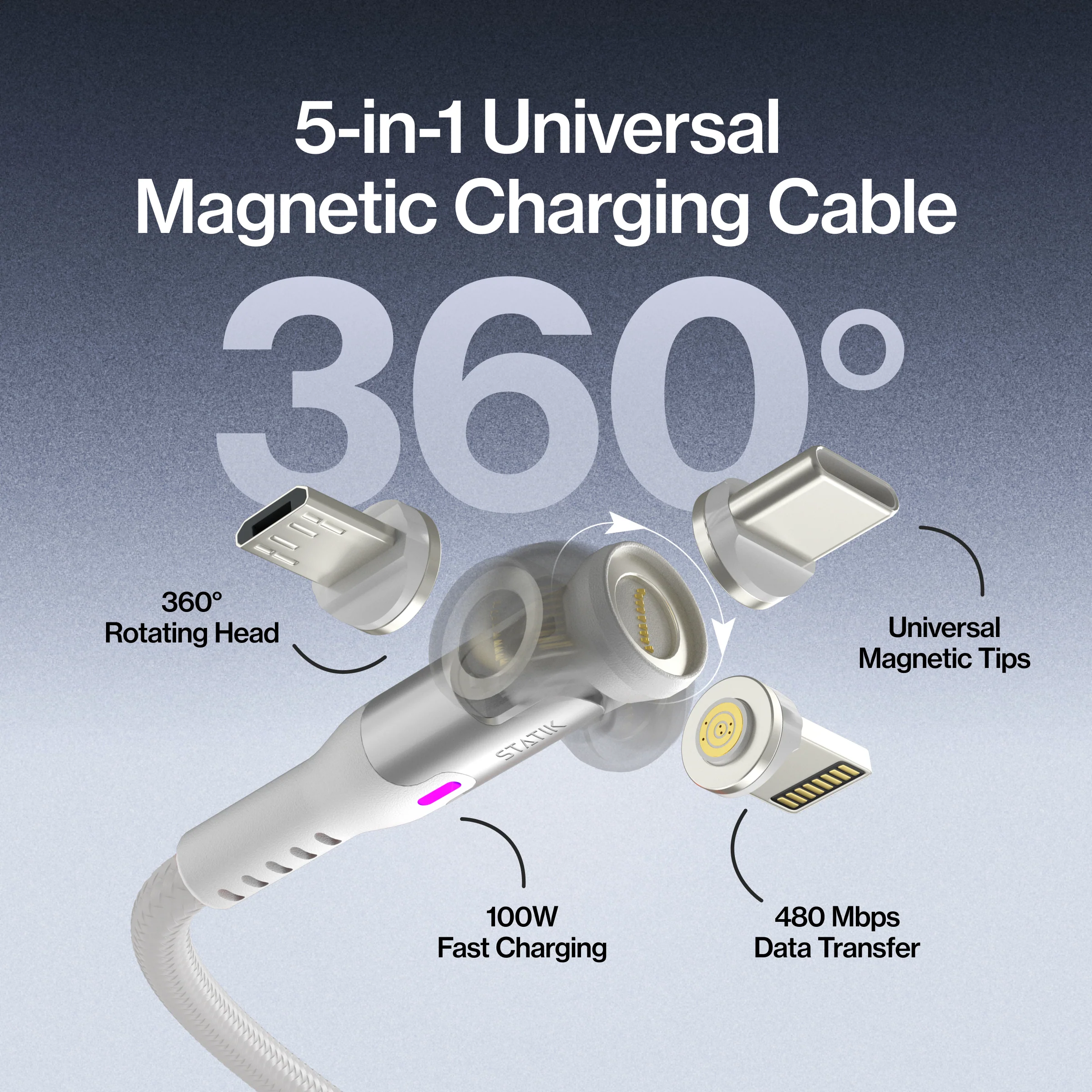 Statik® 360 Pro | 100W Universal Charge & Data Cable - Image 37