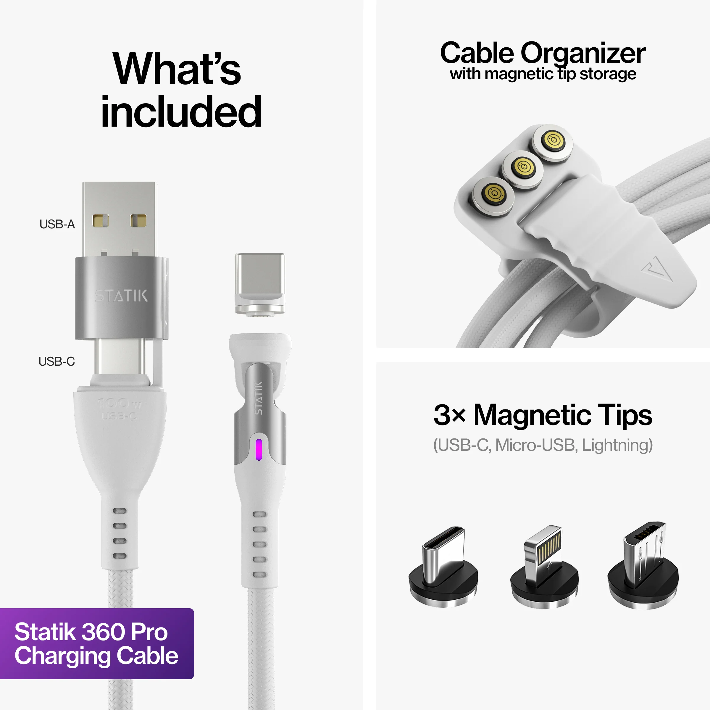 Statik® 360 Pro | 100W Universal Charge & Data Cable - Image 41