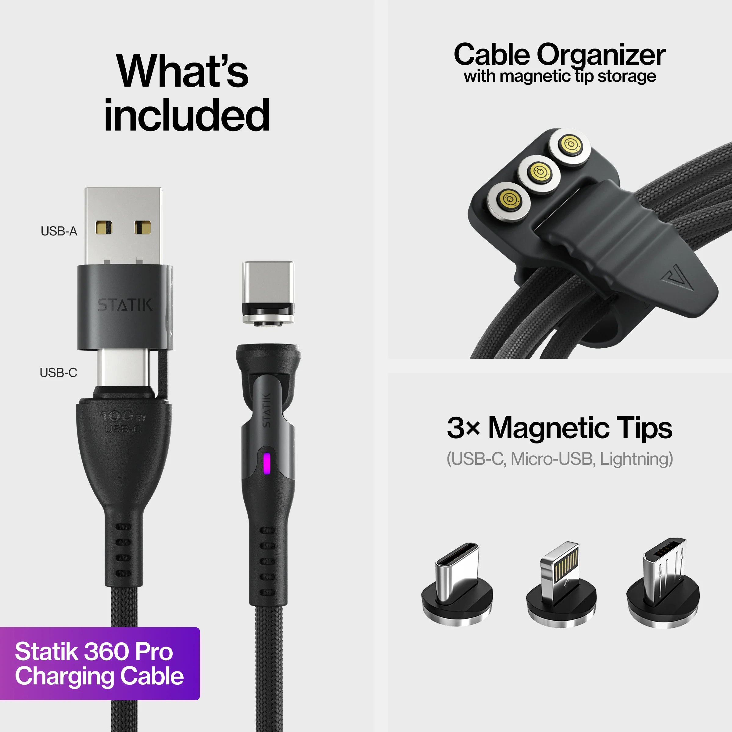 Statik® 360 Pro | 100W Universal Charge & Data Cable - Image 7