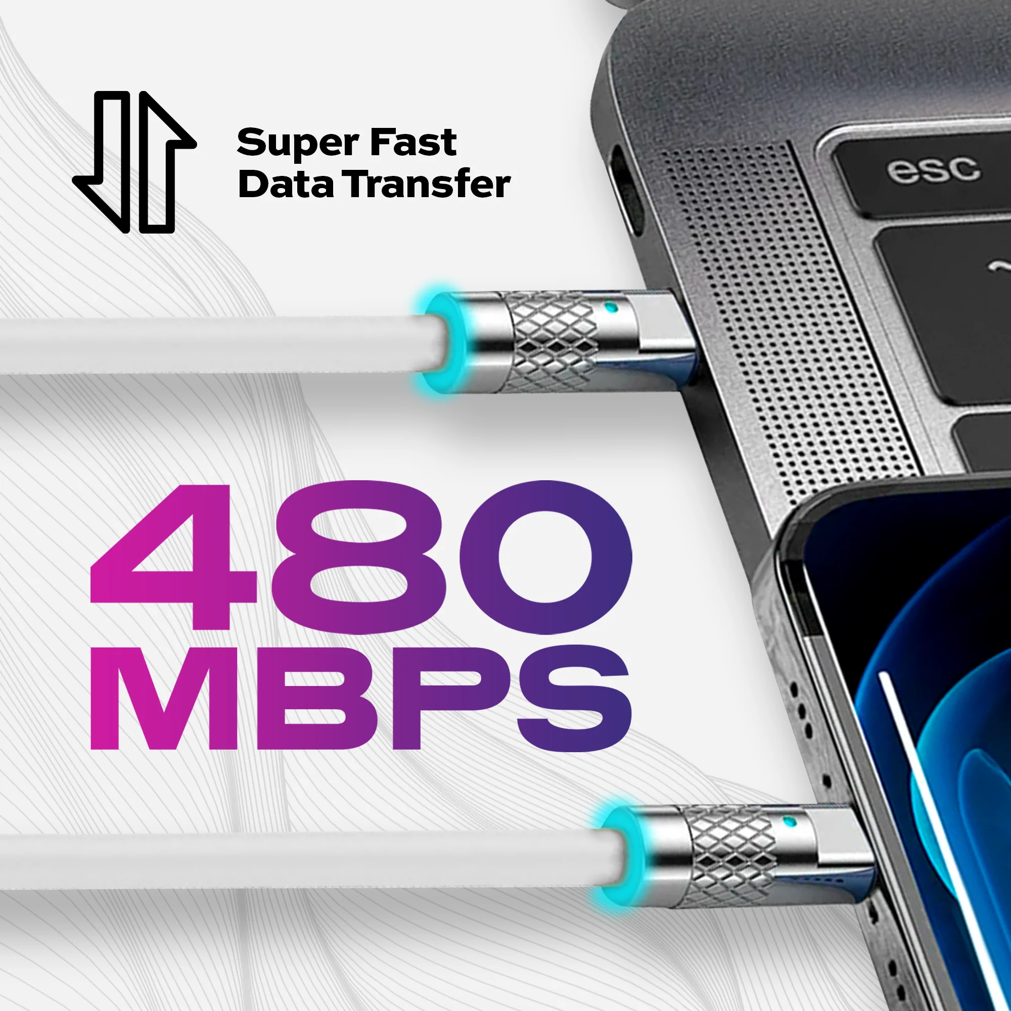 TsumoCharge® | 100W Silicone Charging Cable | White - Image 5